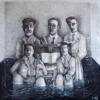 Malerei mit dem Titel "Orquesta tipica" von Eduardo Gualdoni, Original-Kunstwerk