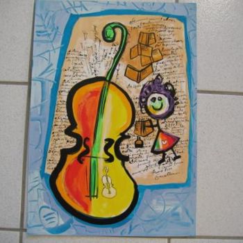 Desenho intitulada "Violon d'Ingres" por Les Guallino, Obras de arte originais