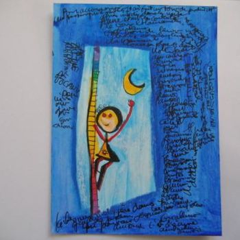 Disegno intitolato "Attrape lune" da Les Guallino, Opera d'arte originale