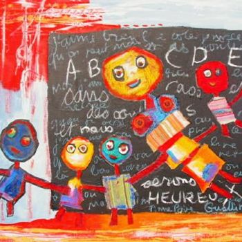 Peinture intitulée "ABCDE et nous seron…" par Les Guallino, Œuvre d'art originale