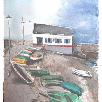 Schilderij getiteld "Port Tudy, Ile de G…" door Gu Bragh, Origineel Kunstwerk, Olie