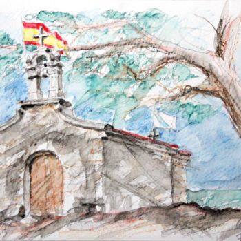 Painting titled "Cangas, Capilla San…" by Gu Bragh, Original Artwork, Oil