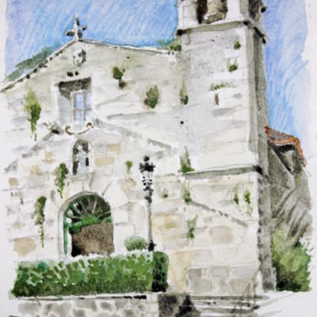 Картина под названием "Noia, iglesia San F…" - Gu Bragh, Подлинное произведение искусства, Масло