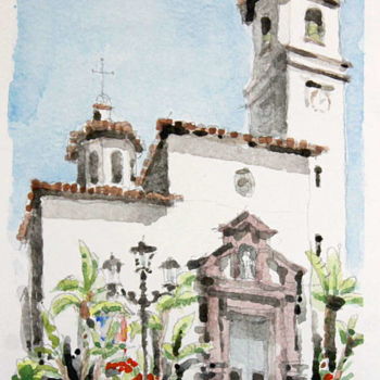Painting titled "Iglesia Virgen del…" by Gu Bragh, Original Artwork, Watercolor