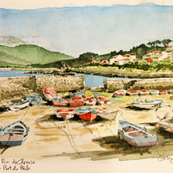 Painting titled "Cabo de Cruz, port…" by Gu Bragh, Original Artwork, Watercolor