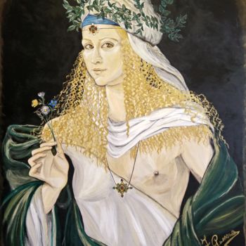 Painting titled "La Flora - Lucrezia…" by Fulvia Guccini, Original Artwork, Tempera
