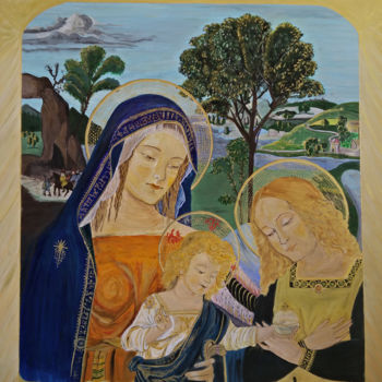 Painting titled "La Madonna della Pa…" by Fulvia Guccini, Original Artwork, Tempera