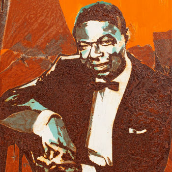 Schilderij getiteld "Nat King Cole" door Davide Guccione, Origineel Kunstwerk, Acryl