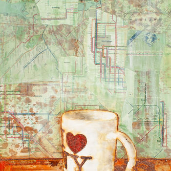 Painting titled "NY Mug" by Davide Guccione, Original Artwork, Collages