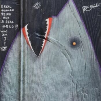 Pittura intitolato "Hungry Shark I" da Güçlü Kadir Yılmaz, Opera d'arte originale, Acrilico