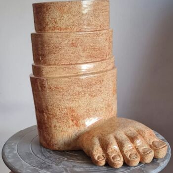 Sculpture titled "Babel Foot" by Güçlü Kadir Yılmaz, Original Artwork, Ceramics