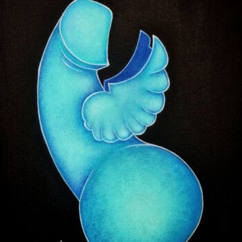 Peinture intitulée "Blue Phallus" par Güçlü Kadir Yılmaz, Œuvre d'art originale, Acrylique