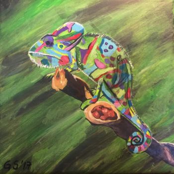 Painting titled "colors of a chamele…" by Gudrun Sageder, Original Artwork, Acrylic