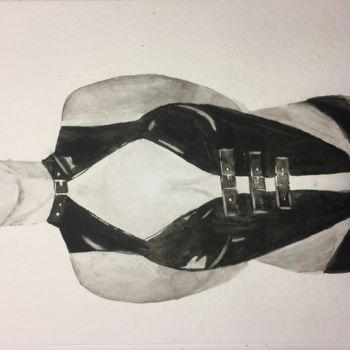 Malerei mit dem Titel "black leather" von Gudrun Sageder, Original-Kunstwerk, Aquarell