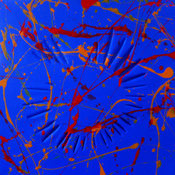 Ζωγραφική με τίτλο "Bleu" από Thierry Guého, Αυθεντικά έργα τέχνης, Ακρυλικό