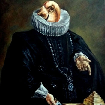 Painting titled "Monsieur Sélène" by Thierry Guého, Original Artwork, Oil