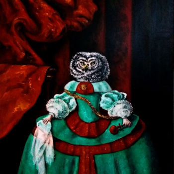 Malerei mit dem Titel "La Menine" von Thierry Guého, Original-Kunstwerk, Öl