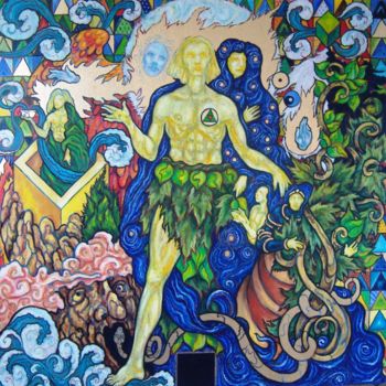 Schilderij getiteld "Adam et Eve" door Thierry Guého, Origineel Kunstwerk, Olie