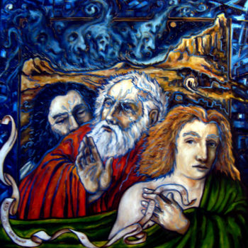 Painting titled "Les rois mages" by Thierry Guého, Original Artwork, Oil