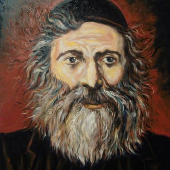 Painting titled "Rabbin" by Thierry Guého, Original Artwork, Oil