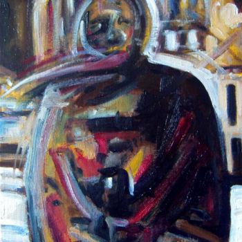 Malerei mit dem Titel "Visiteur1" von Thierry Guého, Original-Kunstwerk, Öl