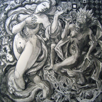 Tekening getiteld "Salomé" door Thierry Guého, Origineel Kunstwerk, Inkt