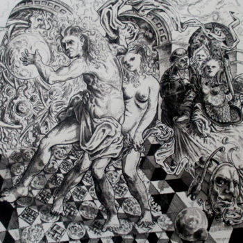Disegno intitolato "Verrou" da Thierry Guého, Opera d'arte originale, Inchiostro