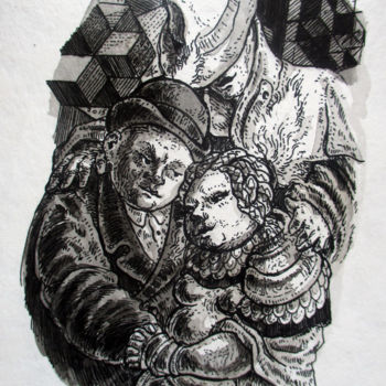「Union」というタイトルの描画 Thierry Guéhoによって, オリジナルのアートワーク, インク