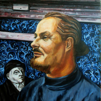 Schilderij getiteld "Gougoul et le maître" door Thierry Guého, Origineel Kunstwerk, Olie