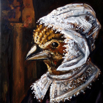 Painting titled "Dona Emberiza Citri…" by Thierry Guého, Original Artwork, Oil