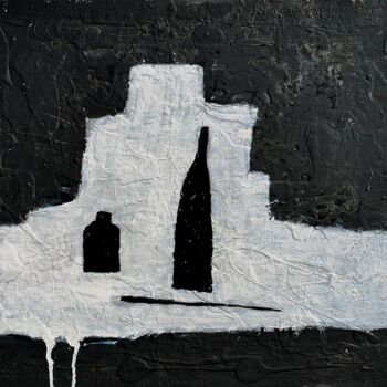 Pintura titulada "Composition en noir…" por Jean François Guelfi, Obra de arte original, Acrílico Montado en Bastidor de cam…