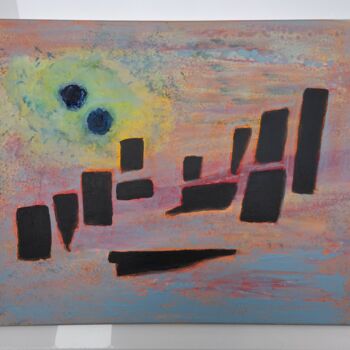 Painting titled "Composition 28-23 l…" by Jean François Guelfi, Original Artwork, Acrylic Mounted on Wood Stretcher frame