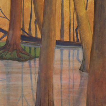 Malerei mit dem Titel "beaver pond" von Günter Hubert Winterscheid, Original-Kunstwerk, Acryl