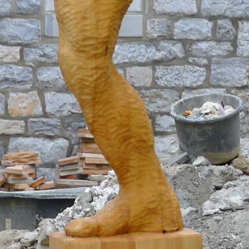 Sculpture intitulée "King Leg" par Günter Hubert Winterscheid, Œuvre d'art originale, Bois