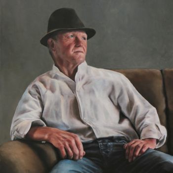 Painting titled "Papa" by Günter Leiter, Original Artwork, Oil