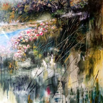 Painting titled "il poggio fiorito" by Ulderico Guerrini, Original Artwork