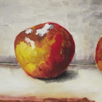 Painting titled "TROIS PETITES POMMES" by Gueryn, Original Artwork, Oil