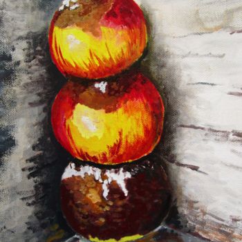 Malerei mit dem Titel "LES POMMES !! AU CO…" von Gueryn, Original-Kunstwerk, Öl