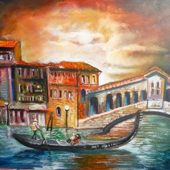 Malerei mit dem Titel "Visione di Venezia" von Guglielmo Arcieri, Original-Kunstwerk