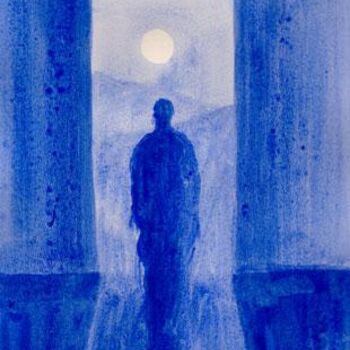 Pittura intitolato "clair de lune" da Gilles Guias, Opera d'arte originale, Olio