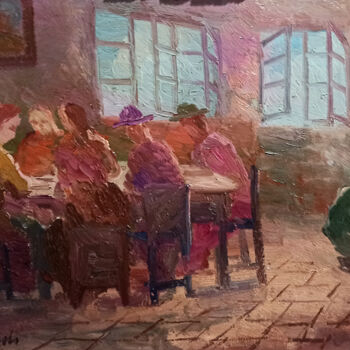Painting titled "Family catch ups -…" by Guido Guidi, Original Artwork, Oil Mounted on Wood Panel