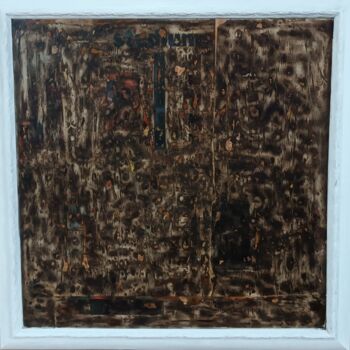 Painting titled "Combustione" by Guido Guzzo, Original Artwork, Encaustic Mounted on Wood Panel