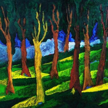 Peinture intitulée "bosco e luce" par Guido Maria Filippi, Œuvre d'art originale, Huile