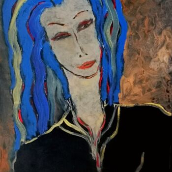 Painting titled "fille aux cheveux b…" by Guido Maria Filippi, Original Artwork, Oil