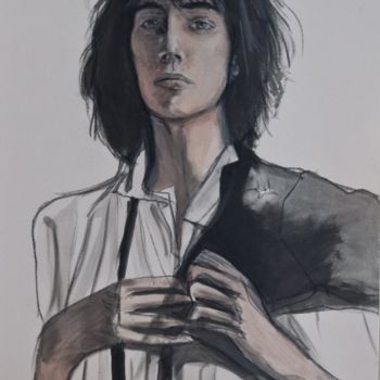 Malerei mit dem Titel "Patti Smith" von Guido Mori, Original-Kunstwerk, Öl