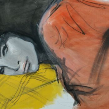 Malerei mit dem Titel "Sleeping Amy" von Guido Mori, Original-Kunstwerk, Acryl