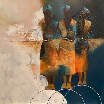 Peinture intitulée "Africain, 3 personn…" par Lydia Guigo, Œuvre d'art originale, Acrylique Monté sur Châssis en bois