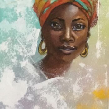 Peinture intitulée "Portrait femme afri…" par Lydia Guigo, Œuvre d'art originale, Acrylique