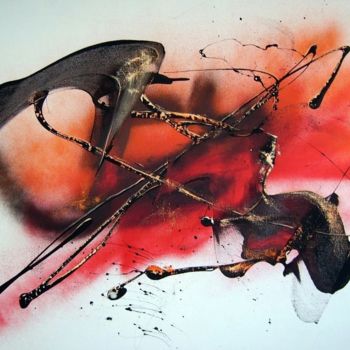 제목이 "Abstrait 4"인 미술작품 Guillaume Vincent로, 원작, 아크릴 나무 들것 프레임에 장착됨