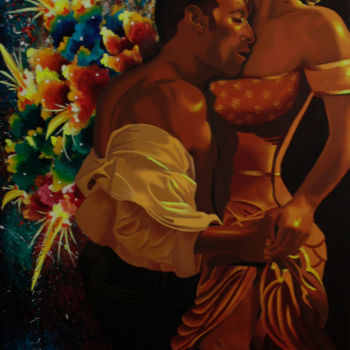 Painting titled "Romantic Paroxysm" by Guilaine Arts, Original Artwork, Acrylic